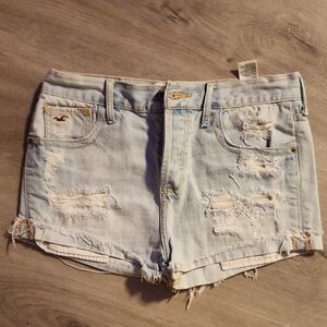 Hollister Distressed Light Blue Denim Shorts